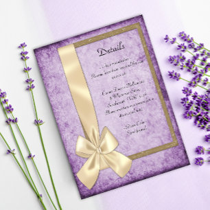 Boho Lila rustikale Hochzeitdetails Begleitkarte