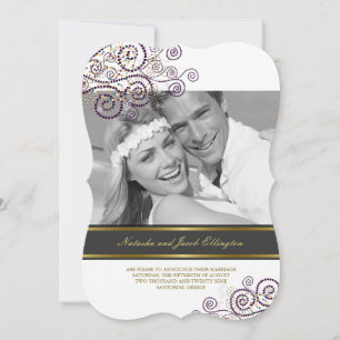 Boho Lila Spiralen Foto-Hochzeitsankündigung Einladung