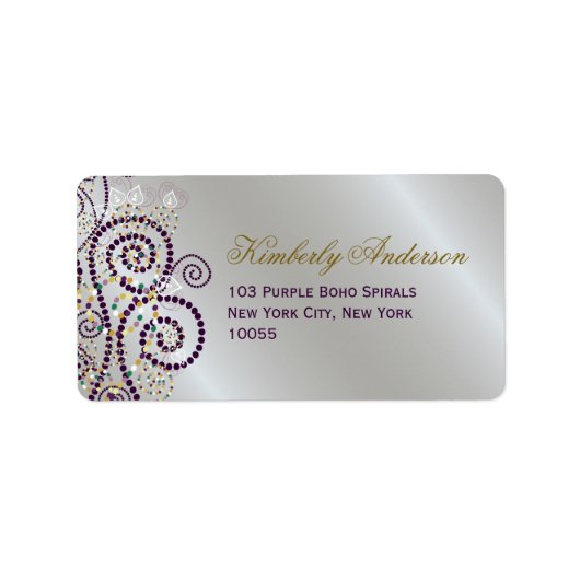 Boho Lila Spirals Elegant Wedding Address Labels Adressaufkleber (Vorne)