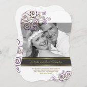 Boho Lila Spirals Foto Hochzeitsankündigung Einladung (Vorne/Hinten)