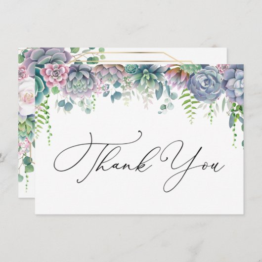 Boho Lila und grün succuled Vielen Dank (Vorne/Hinten)