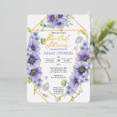 Boho Lila Violets Geometric Brautparty - Gold Folieneinladung (Stehend vorne)