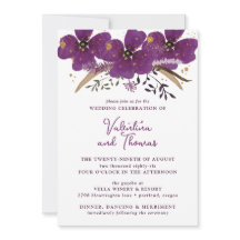 Boho Lila Watercolor Blume Hochzeit Einladung