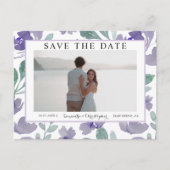 Boho Lila Watercolor Floral Save the Date Postkarte (Vorderseite)