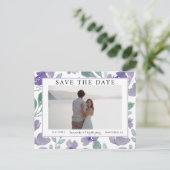 Boho Lila Watercolor Floral Save the Date Postkarte (Stehend Vorderseite)