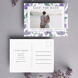 Boho Lila Watercolor Floral Save the Date Postkarte