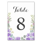 Boho Lila Watercolor Floral Wedding Tischnummer (Vorderseite)