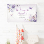 Boho Lila Wildblume Butterfly Girl Babydusche Banner (Insitu)