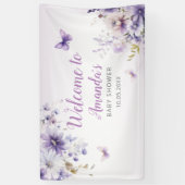 Boho Lila Wildblume Butterfly Girl Babydusche Banner (Vertikal)