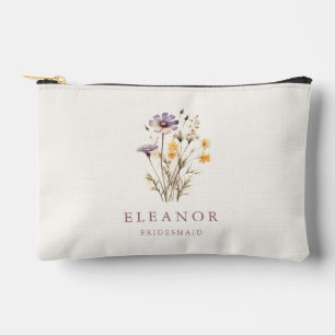 Boho Lila Wildblumen Brautjungfer Name Benutzerdef Zubehörtasche