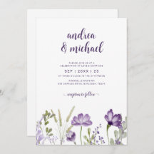 Boho Lila Wildblumen Grass Wedding Einladungen