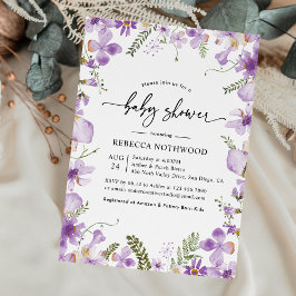 Boho Lila Wildblumen Neutrale Babydusche Einladung