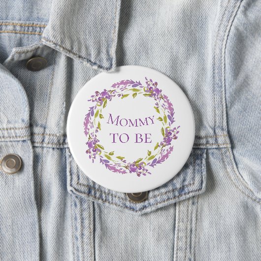 Boho Lila Wreath Mommy wird 4" Button (Beispiel)