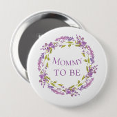 Boho Lila Wreath Mommy wird 4" Button (Vorne & Hinten)