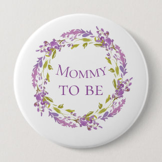 Boho Lila Wreath Mommy wird 4" Button
