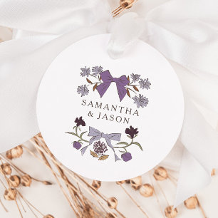 Boho Lilac Bow Floral Gastgeschenk Hochzeit Tags Geschenkanhänger