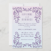 Boho lilac dekorative lesbische Hochzeit Einladung (Vorderseite)