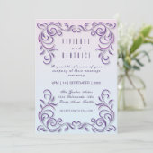 Boho lilac dekorative lesbische Hochzeit Einladung (Stehend Vorderseite)