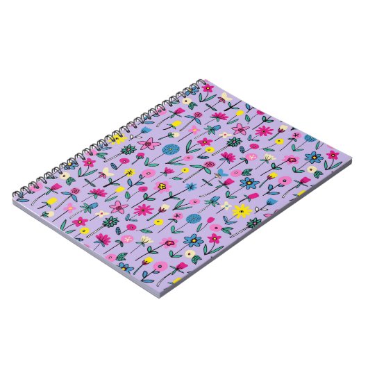 Boho Lilac Floral Muster Notizblock (Linke Seite)