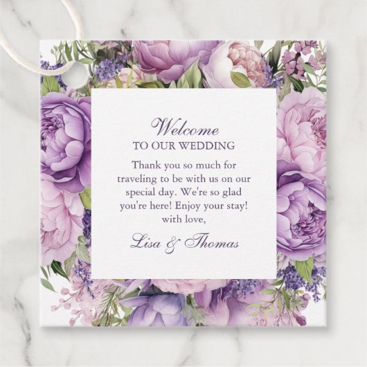 Boho Lilac Floral Wedding Geschenkanhänger (Vorderseite)