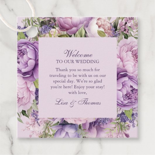 Boho Lilac Floral Wedding Geschenkanhänger (Vorderseite)