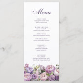 Boho Lilac Floral Wedding Menu Menükarte (Vorderseite)