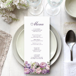 Boho Lilac Floral Wedding Menu Menükarte