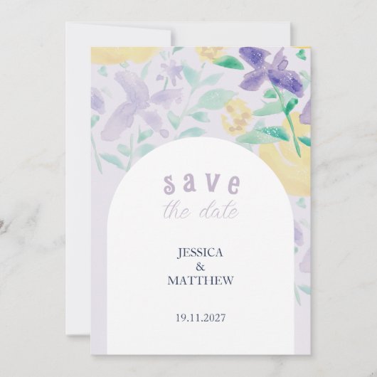 Boho Lilac Floral Wedding Save The Date (Vorderseite)