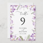 Boho Lilac Floral Wedding Tischnummer (Rückseite)