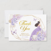 Boho Lilac Geometric Butterfly Quinceañera Floral Dankeskarte (Vorderseite)
