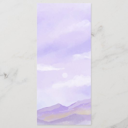 Boho Lilac Night Mountain Landscape Wedding Menü Menükarte (Rückseite)