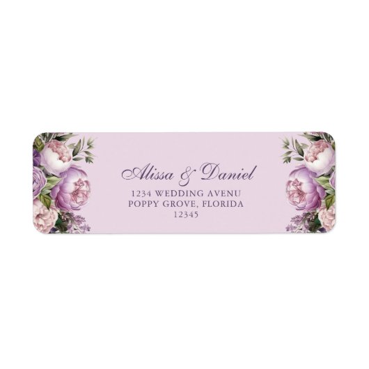 Boho Lilac Peonies Rücksendeadresse (Vorne)