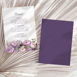 Boho Lilac Peonies Wedding Details Card Einladung