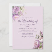 Boho Lilac Peonies Wedding Einladung (Vorderseite)