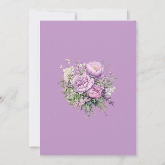 Boho Lilac Peonies Wedding Einladung (Rückseite)