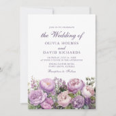 Boho Lilac Peonies Wedding Einladung (Vorderseite)