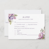 Boho Lilac Peonies & Wildblumen Wedding RSVP Card Dankeskarte (Vorderseite)