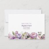 Boho Lilac Peonies & Wildblumen Wedding RSVP Card Dankeskarte (Rückseite)