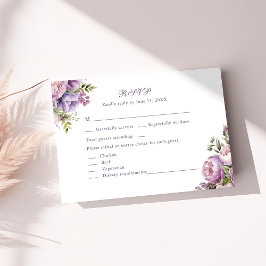 Boho Lilac Peonies & Wildblumen Wedding RSVP Card Dankeskarte