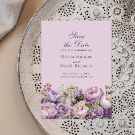 Boho Lilac und Lila Peonies Save the Date Card