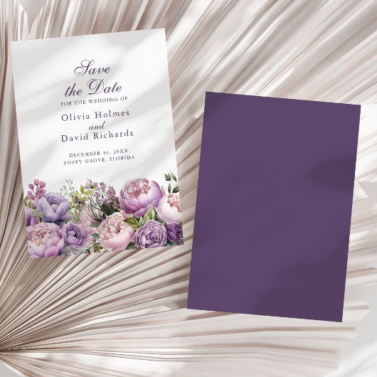 Boho Lilac und Lila Peonies Save the Date Card
