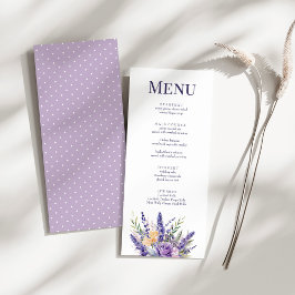 Boho Lilac Watercolor Wildblume Wedding Menu Card Menükarte