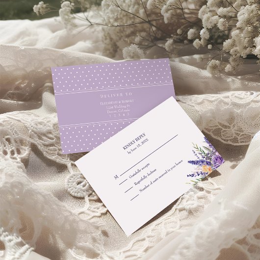 Boho Lilac Watercolor Wildblume Wedding RSVP Card Dankeskarte