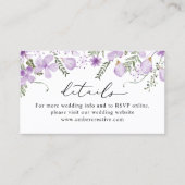 Boho Lilac Wedding Website Details Umschließungska Visitenkarte (Vorderseite)
