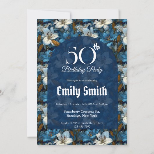 Boho Lilies Inspired 70Th Birthday Einladung (Vorderseite)