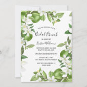 Boho Limes Watercolor White Floral Bridal Brunch Einladung (Vorderseite)