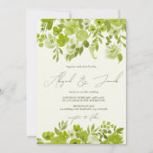 Boho Limone grüne handgemalte Blumenhochzeit Einladung (Vorderseite)