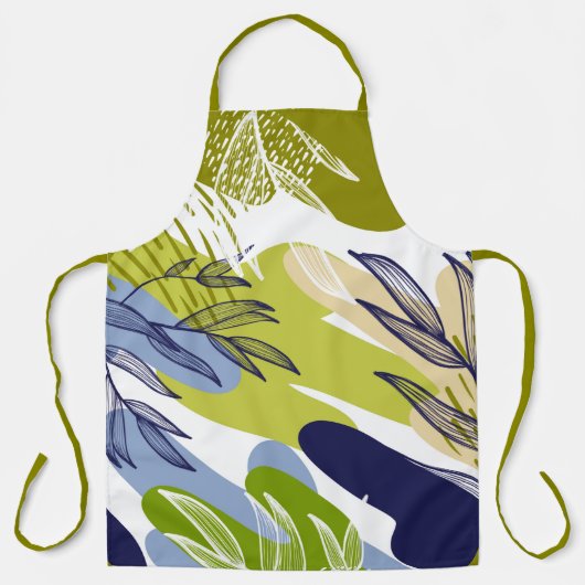 Boho Limone, Marine und Blue-Blätter Schürze (Vorderseite)