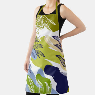Boho Limone, Marine und Blue-Blätter Schürze