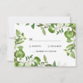 Boho Limone weiße Blumengrün Hochzeit RSVP-Karte RSVP Karte (Rückseite)